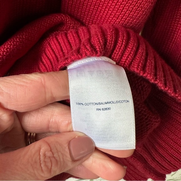 Lands’ End Men’s Cotton Drifter Sweater. Large. Red. - Picture 4 of 8